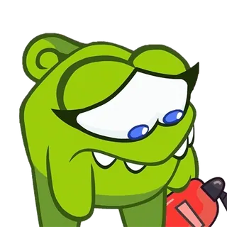😞 Om Nom Cut the Rope อม นอม, คัทเดอะโรป, สัตว์ประหลาดสีเขียว, ตัวละครในเกม, การ์ตูน whatsapp sticker