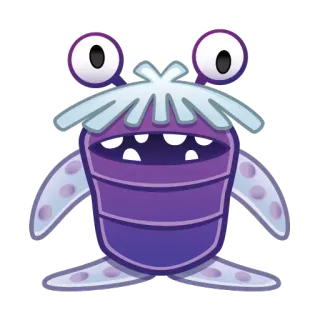 😏 monstre, dessin animé, violet, créature, yeux, alien telegram sticker