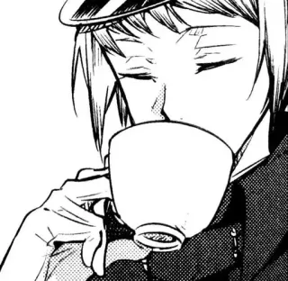 🌟 动漫, 茶, 饮用, 肖像 telegram sticker