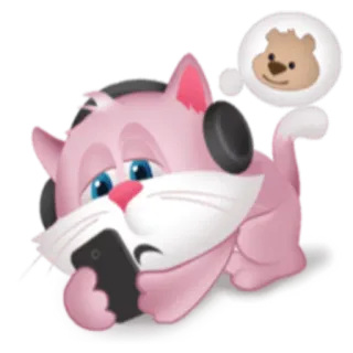 🙁 gatto, rosa, cuffie, telefono, orso, sogno, carino telegram sticker