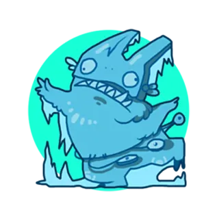 ⛄️ Desenho animado, Monstro, Azul, Criatura, Ilustração whatsapp sticker