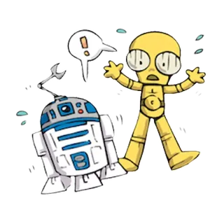 😨 R2-D2, C-3PO Star Wars R2-D2, C-3PO, Star Wars, Droide, Roboter, Sci-Fi, Cartoon telegram sticker