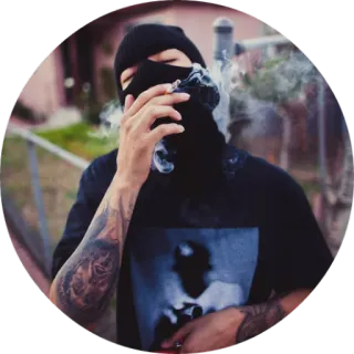 🚬 person, smoking, cigarette, ski mask, gang, crime, criminal, cigarette smoke telegram sticker