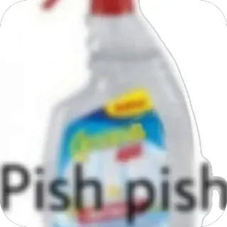 🫥 Pish pish spray bottle, cleaning product, pish pish, meme, cleaning telegram sticker