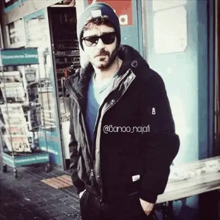 😐 @banoo_najafi person, man, hat, jacket, sunglasses, outdoors telegram sticker