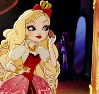 💄 Apple White Ever After High кукла, мультфильм, блондинка, принцесса, королевский telegram sticker