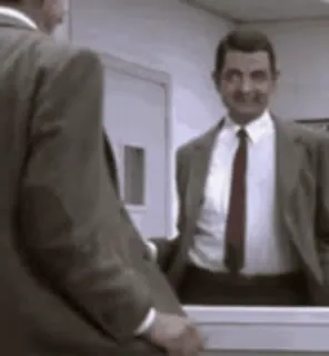 ☺️ Mr. Bean Mr. Bean, comedy, mirror, humor whatsapp sticker