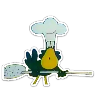 🍳 kreskówka, szef kuchni, gotowanie, ptak, kucharz, kapelusz telegram sticker