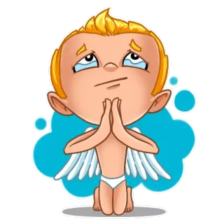 😔 Engel, niedlich, flehend, Cartoon telegram sticker