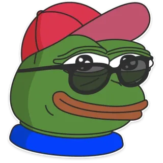 🐸 Pepe the Frog pepe, 青蛙, 表情包, 卡通, 太阳镜, 帽子 telegram sticker