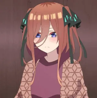 🐾 Miku Nakano The Quintessential Quintuplets Anime, Manga, Carino, Ragazza, Capelli castani, Personaggio, The Quintessential Quintuplets telegram sticker