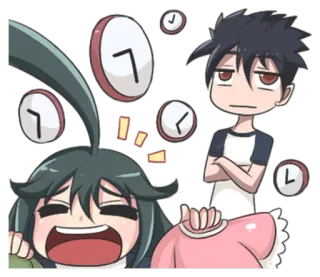 ⏱ anime, exhausted, sleepy, chibi, clocks telegram sticker