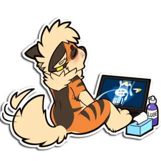 😍 Arcanine Pokemon 621 arcane, pokemon, furry, e621, laptop, lube, tissue, digital art, meme telegram sticker
