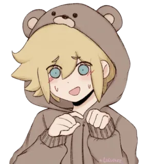 🧸 Basil Omori anime, bluza z misiem, słodkie, gra wideo, Omori, postać, grafika cyfrowa telegram sticker