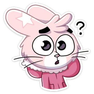 ❓ Dessin animé, Lapin, Confus, Question, Expression, Rose, Animal, Autocollant telegram sticker