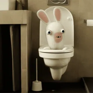 🚽 Rabbid conejo, váter, gracioso, dibujos animados, baño whatsapp sticker