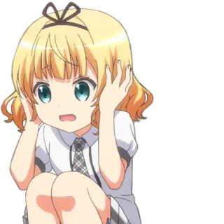 🙉 anime, dziewczyna, zszokowana, słodka, blond włosy, niebieskie oczy telegram sticker