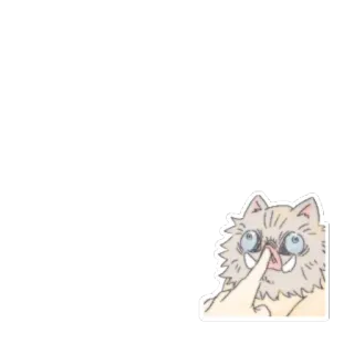 🤨 Sticker, Finger, Gesicht, Cartoon, Lustig, Inosuke Hashibira, Demon Slayer telegram sticker