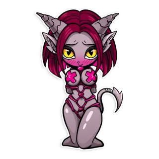 😳 demonio, anime, monstruo, cuernos, dibujos animados, fantasía, lindo telegram sticker