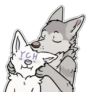 💋 YCH wolf, schattig, cartoon, dier, harig telegram sticker