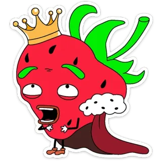 🤴 strawberry, king, cartoon, funny, cute, crown, royalty, fruit telegram sticker