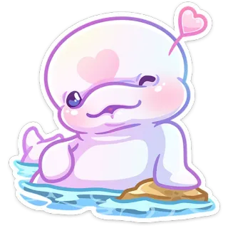 😉 foca, carino, cartone animato, animale, kawaii, cuore, mare, oceano telegram sticker