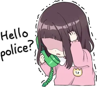 🚨 Hello police? cartoon, police, girl, child, phone, calling telegram sticker