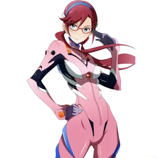 🤠 anime, woman, spacesuit, pink, glasses telegram sticker