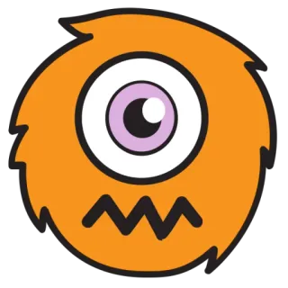🤔 Monstruo, Naranja, Tuerto, Dibujos animados, Lindo telegram sticker