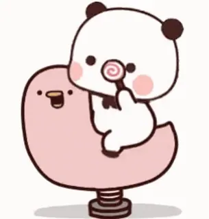 🎈 niedlich, kawaii, Panda, Vogel, Federwippe, spielen, Süßigkeit, Lutscher telegram sticker