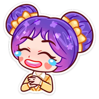 😭 dibujo animado, chica, chibi, llorando, riendo, emoción whatsapp sticker