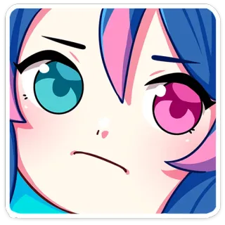 😟 애니메이션, 소녀, 만화, 표정, 혼란스러움 telegram sticker