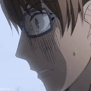 😖 Anime, Nervös, Schweiß, Brille, Besorgt, Gesichtsausdruck telegram sticker