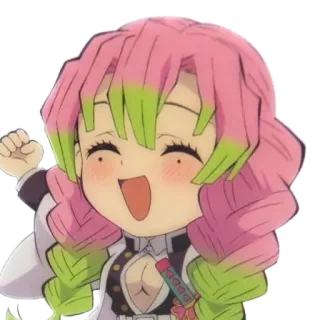 😂 Mitsuri Kanroji Demon Slayer Anime, Chibi, Demon Slayer, Mitsuri Kanroji, Personaggio, Adesivo telegram sticker