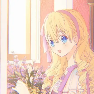 🌨️ Anime, Fille, cheveux blonds, mignon, dessin animé, portrait whatsapp sticker