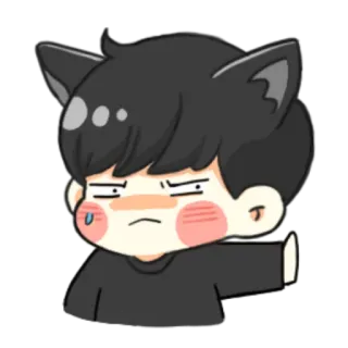 😒 кошачьи ушки, чиби, мультфильм, милый, аниме, манга telegram sticker