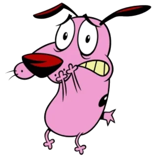 😱 Courage Courage the Cowardly Dog cartoon, dog, Courage the Cowardly Dog, scared, Courage, pink, cartoon character telegram sticker
