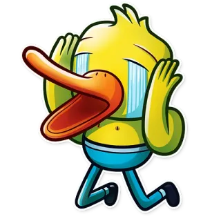 😭 pato, desenho animado, triste, chorando, amarelo telegram sticker