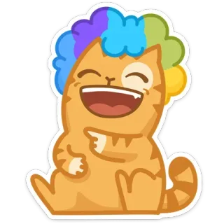 😃 chat, clown, drôle, dessin animé, autocollant, animal, joyeux, mignon telegram sticker