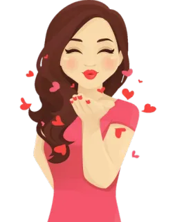 😘 Liebe, Herz, Kuss, Mädchen, Cartoon whatsapp sticker