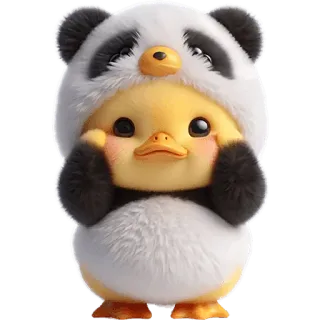 😬 Patito, Panda, Lindo, Animal, Dibujos animados, Kawaii telegram sticker