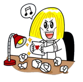 💌 漫画, 文字, 愛, 机, 紙, ランプ, 音符 telegram sticker