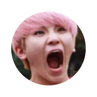 😡 urlo, bocca aperta, capelli rosa, espressione, gridare telegram sticker