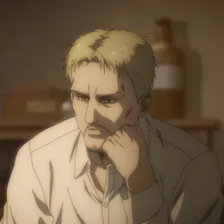 💈 Reiner Braun Attack on Titan Anime, Triste, Pensativo, Personagem, Reiner Braun, Attack on Titan telegram sticker