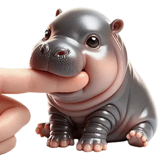 👹 hippo, baby animal, cute, cartoon, illustration, finger, playful, animal telegram sticker