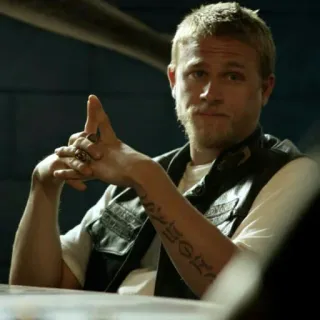 😐 tattoo, motorcycle club, leather vest, man, biker telegram sticker