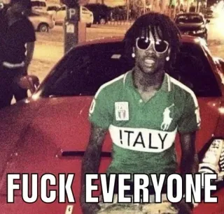 🌟 FUCK EVERYONE explicit language, offensive, man, attitude, streetwear, sunglasses telegram sticker
