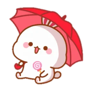 🐰 만화, 귀여운, 토끼, 사탕, 우산, 사랑스러운 telegram sticker