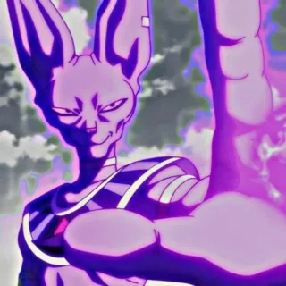 🎌 Beerus Dragon Ball Beerus, Dragon Ball, middle finger, anime, cat, purple, character telegram sticker