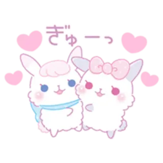 🤗 ぎゅーっ милый, каваий, кролики, сердце, розовый, животные, любовь, приветствие telegram sticker